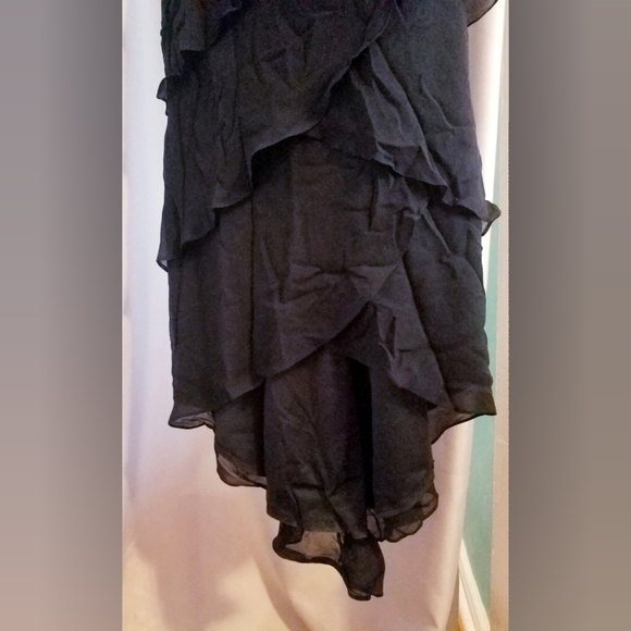 Vintage Silk Layered Black Tadashi Sleeveless Prom Evening Gown - Picture 7 of 16